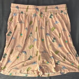 Women's Peach Printed Pajama Shorts